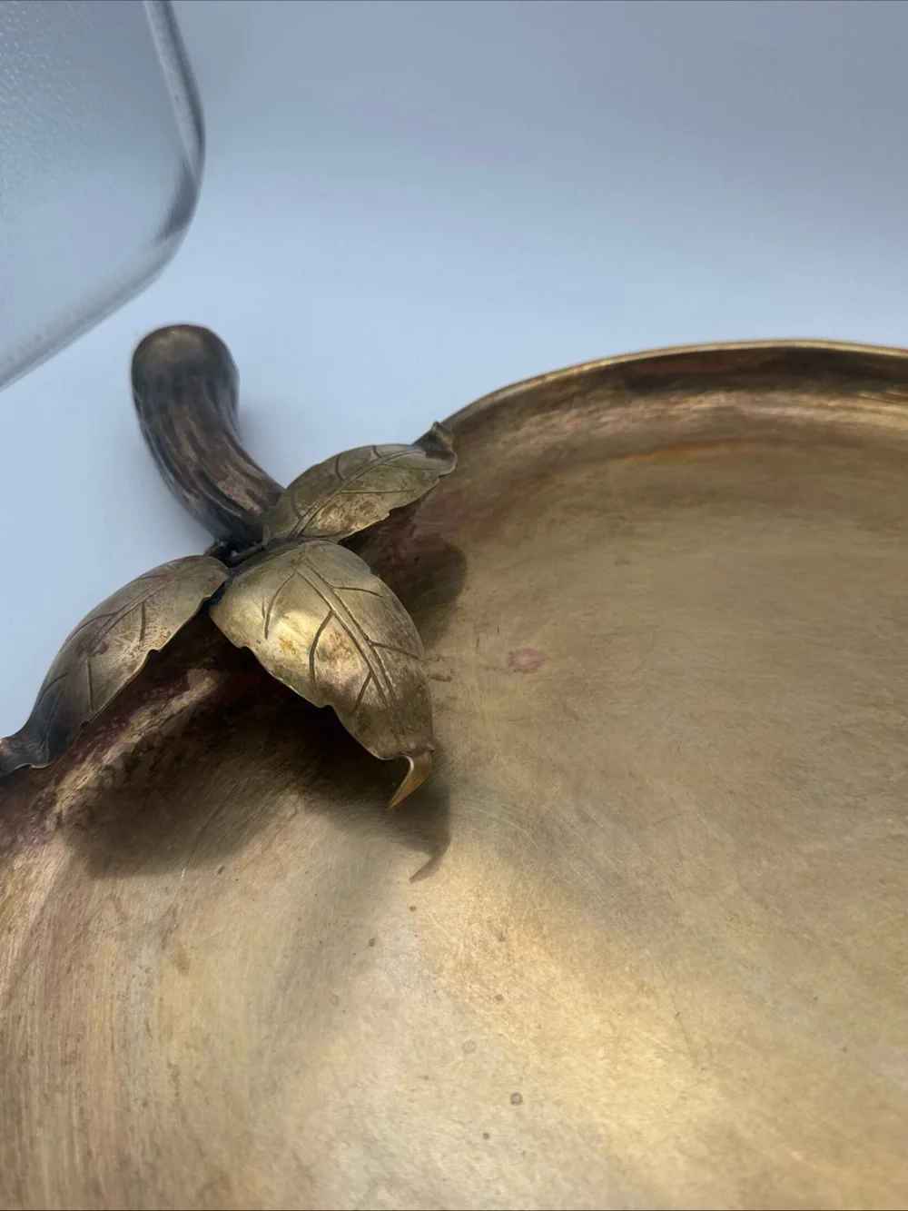 Vintage Sarreid LTD Brass Apple Tray Leaves Spain 2319 13”
